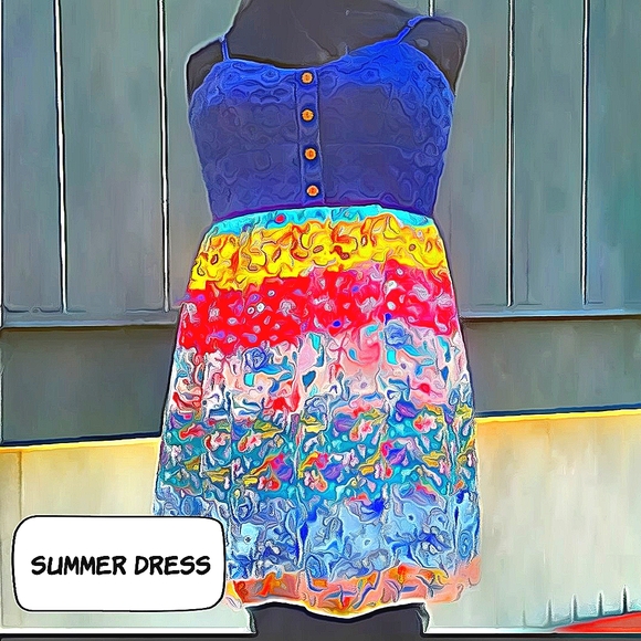 unbranded Dresses & Skirts - SUMMER dress size 1 XS floral blue embrodery